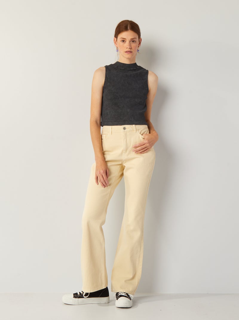 Broek met wijde pijpen - 5 zakken WIT - Kiabi