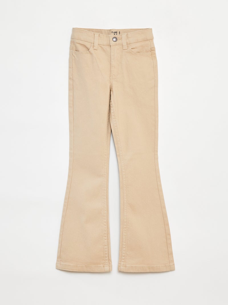 Broek met wijde pijpen - Nauwsluitend model Biege - Kiabi