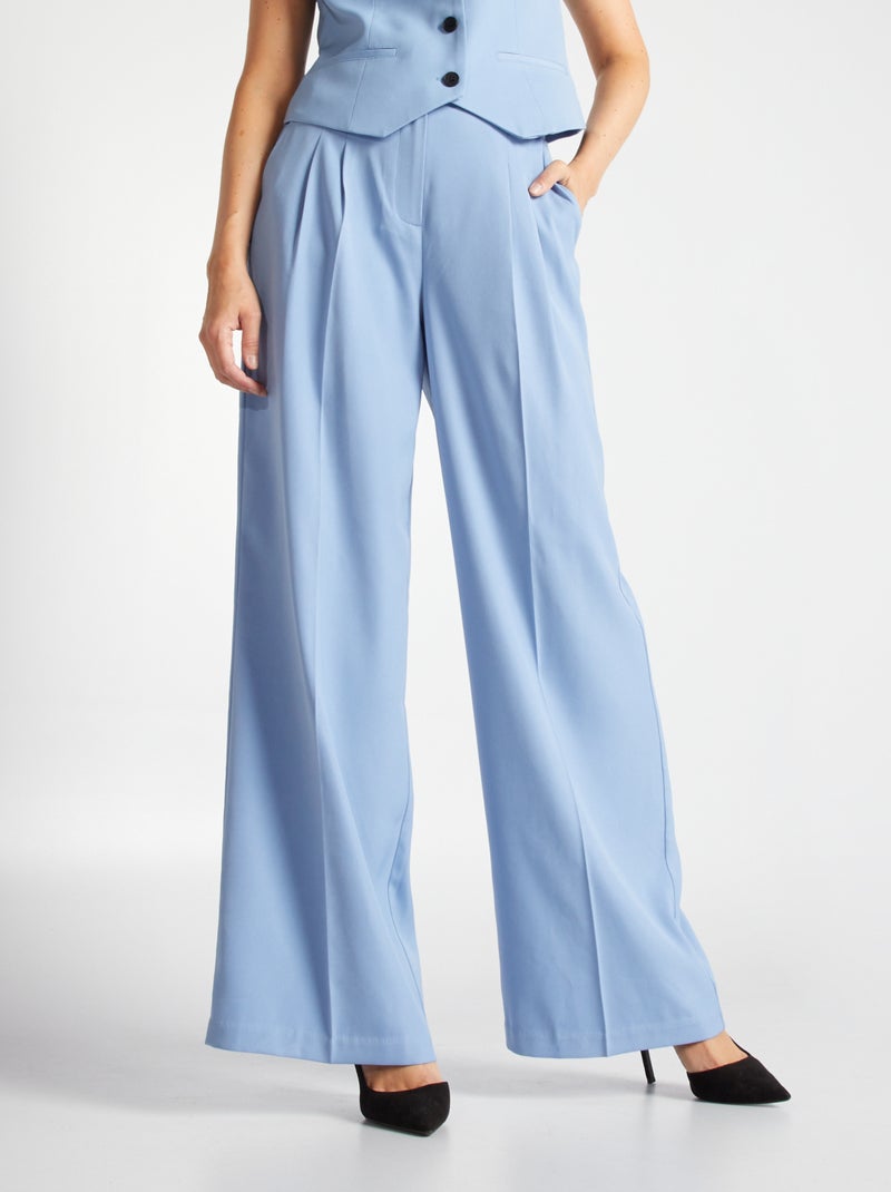 Broek met wijde pijpen Blauw - Kiabi