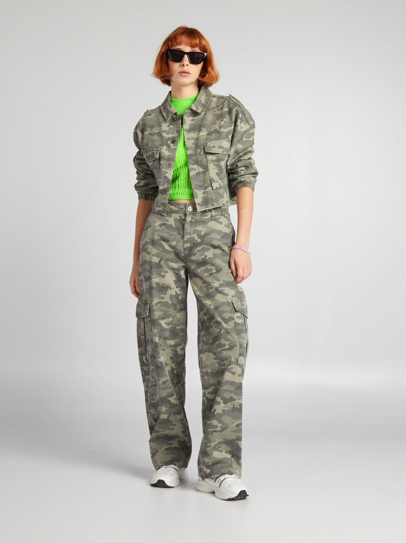 Broek met wijde pijpen camouflage - Kiabi