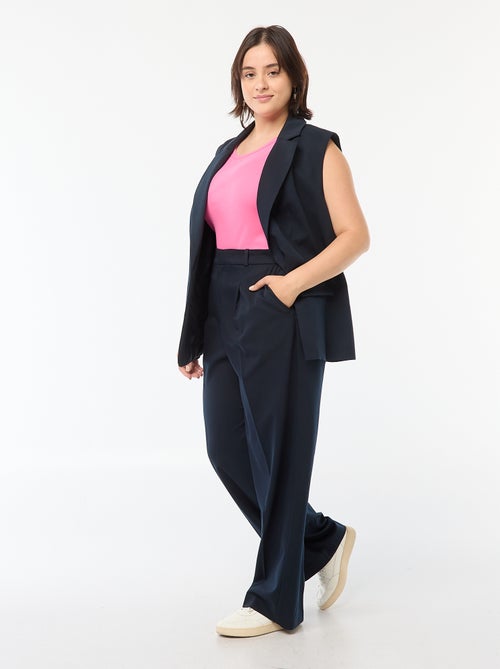 Broek met wijde pijpen en hoge taille - Kiabi