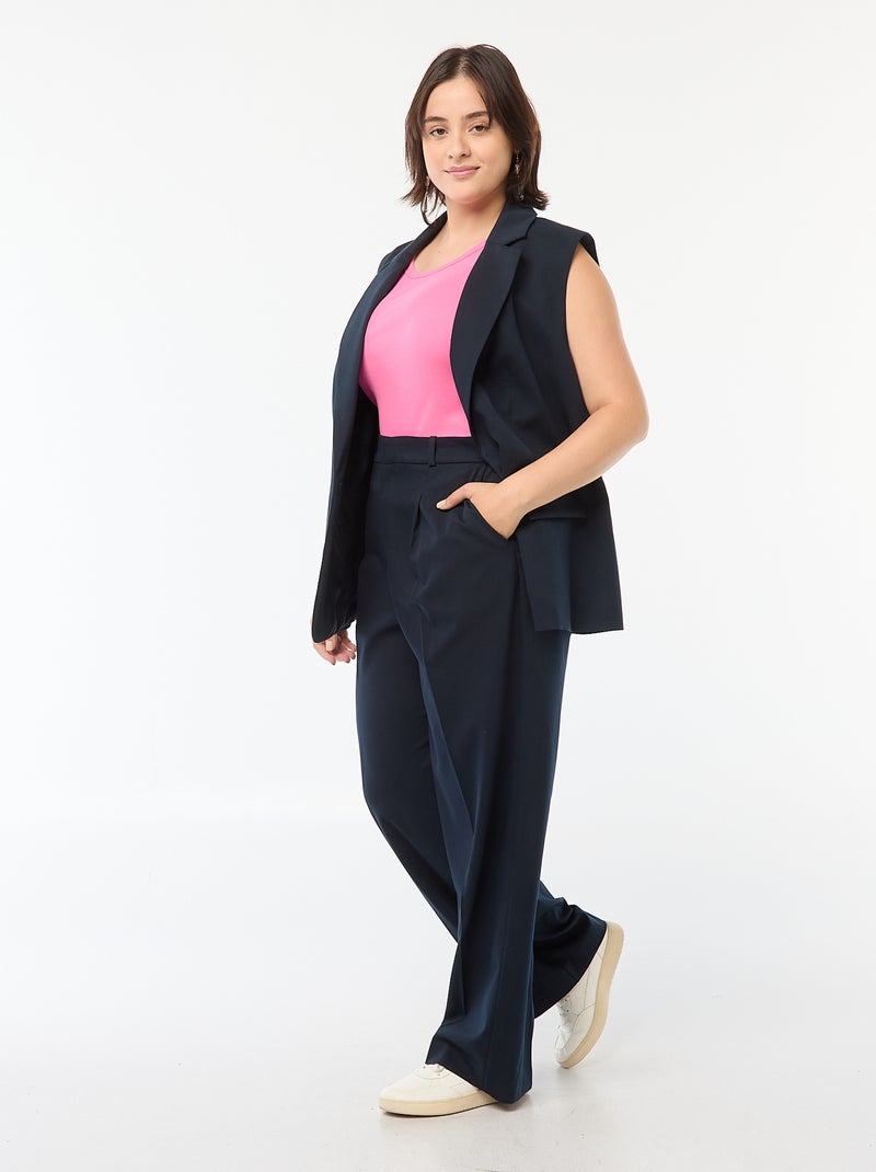 Broek met wijde pijpen en hoge taille Blauw - Kiabi