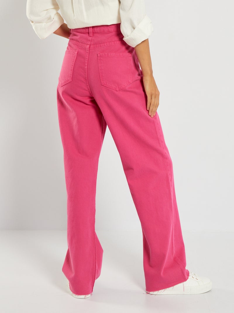 Broek met wijde pijpen en hoge taille roze - Kiabi