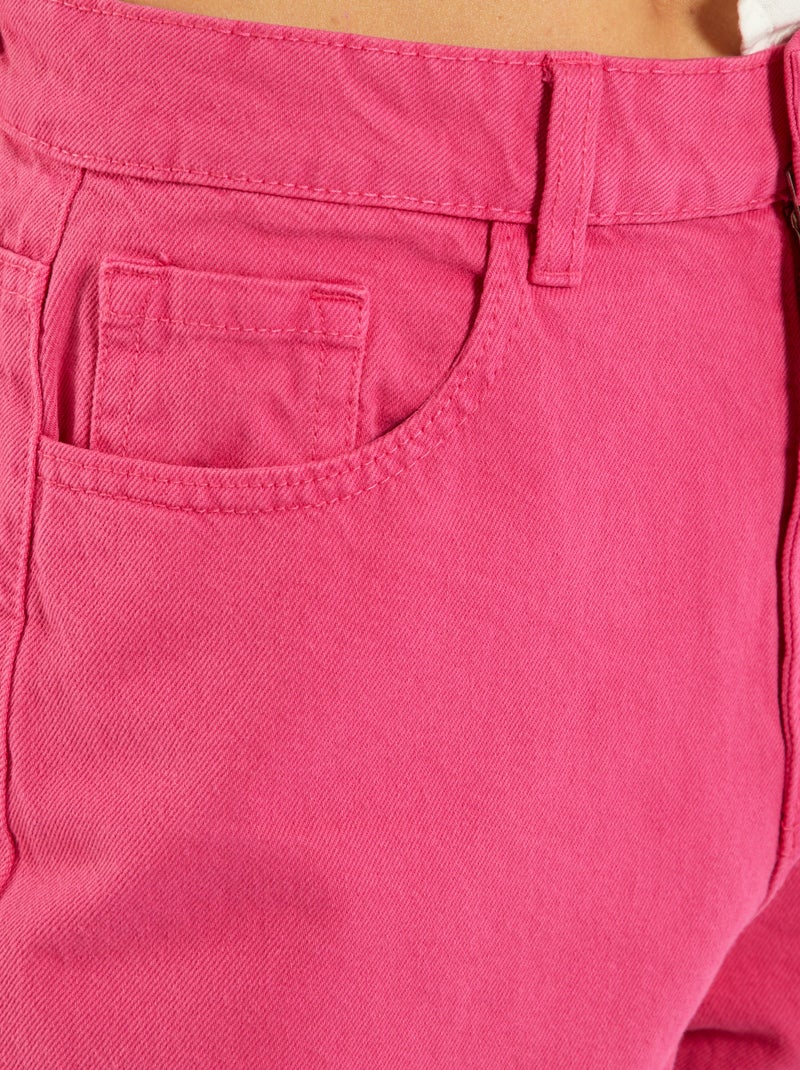 Broek met wijde pijpen en hoge taille roze - Kiabi