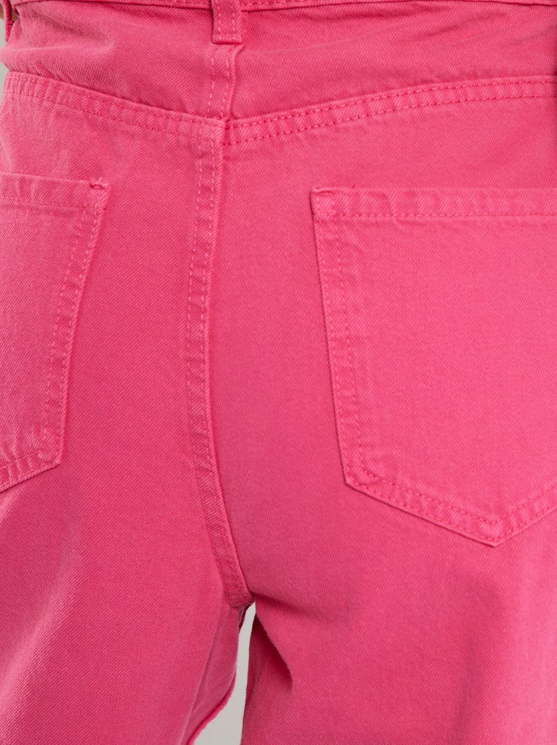 Broek met wijde pijpen en hoge taille roze - Kiabi