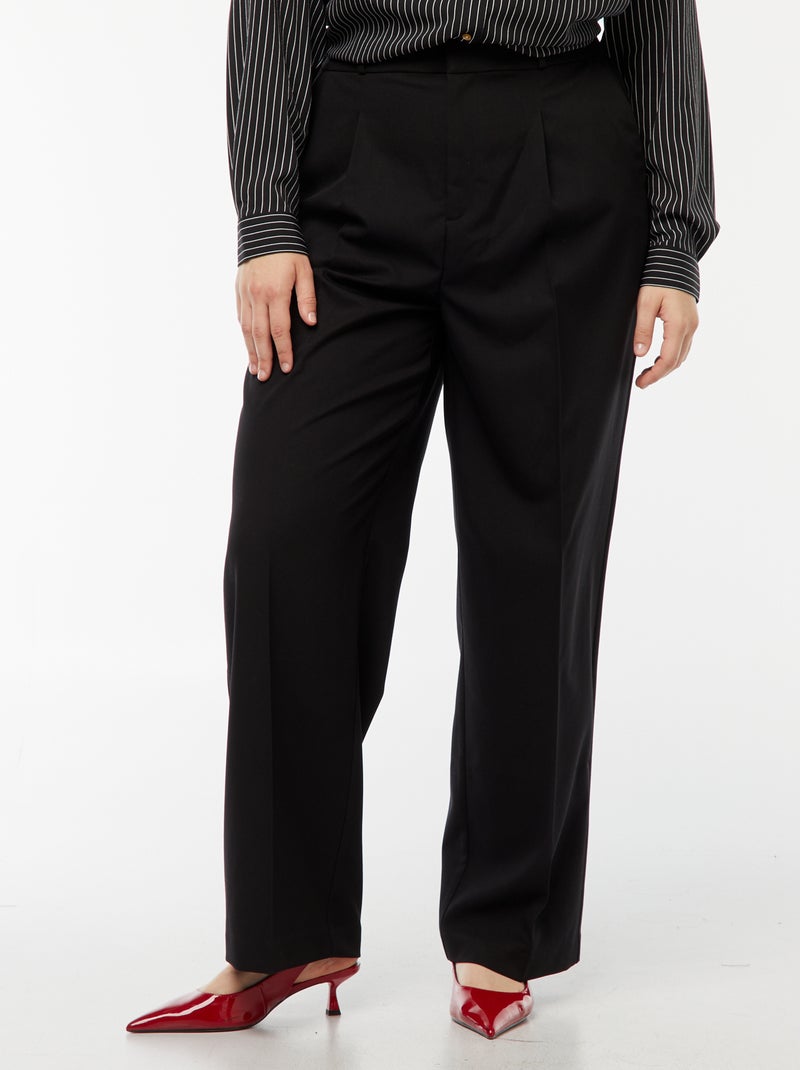 Broek met wijde pijpen en hoge taille zwart - Kiabi