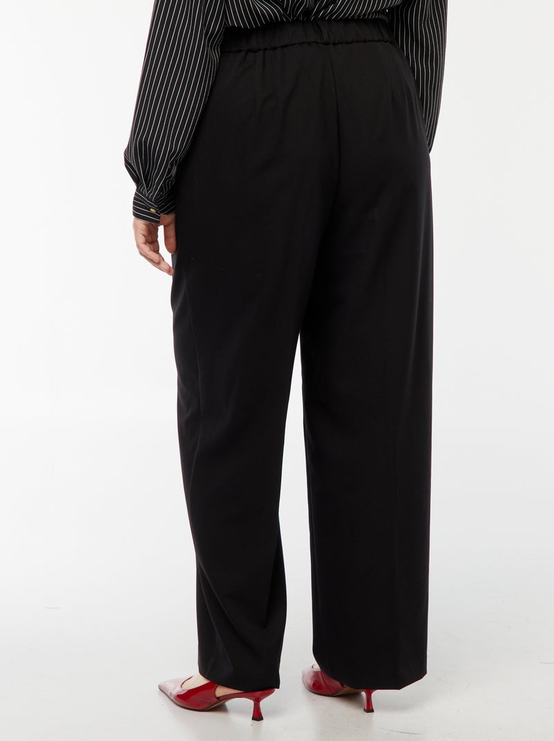 Broek met wijde pijpen en hoge taille zwart - Kiabi