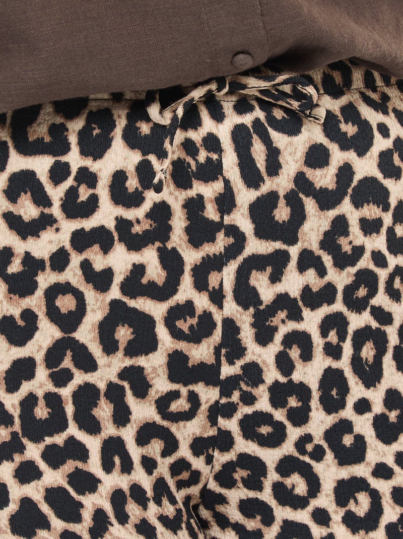 Broek met wijde pijpen en plooien Bruin - Kiabi