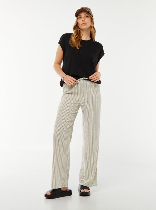 Broek met wijde pijpen en strepenprint - Kiabi