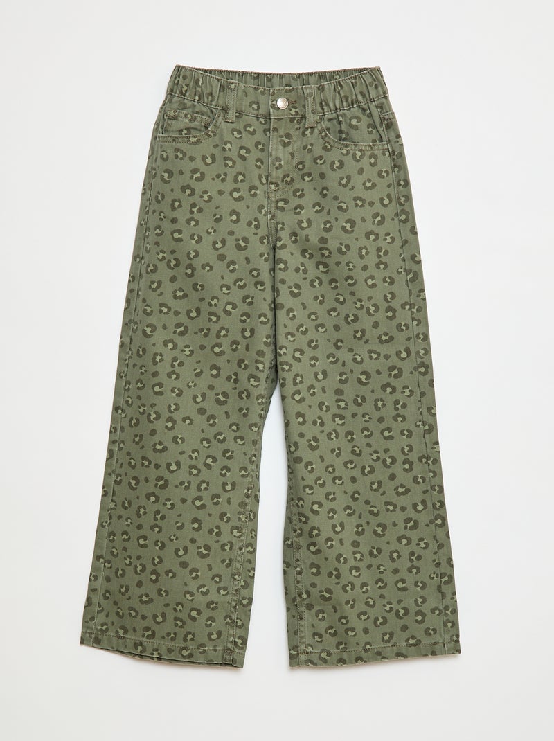 Broek met wijde pijpen Kaki - Kiabi