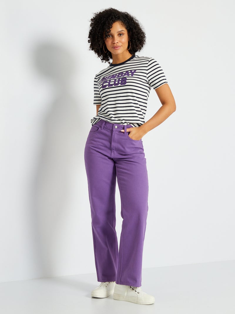 Broek met wijde pijpen PAARS - Kiabi