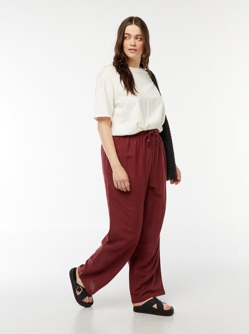 Broek met wijde pijpen van gemengd linnen - Kiabi