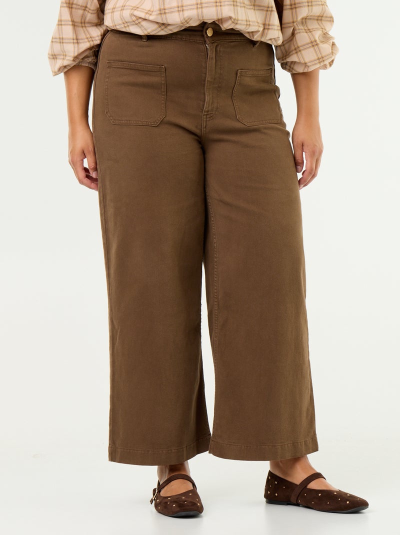 Broek met wijde pijpen / wide leg met standaard taille Bruin - Kiabi