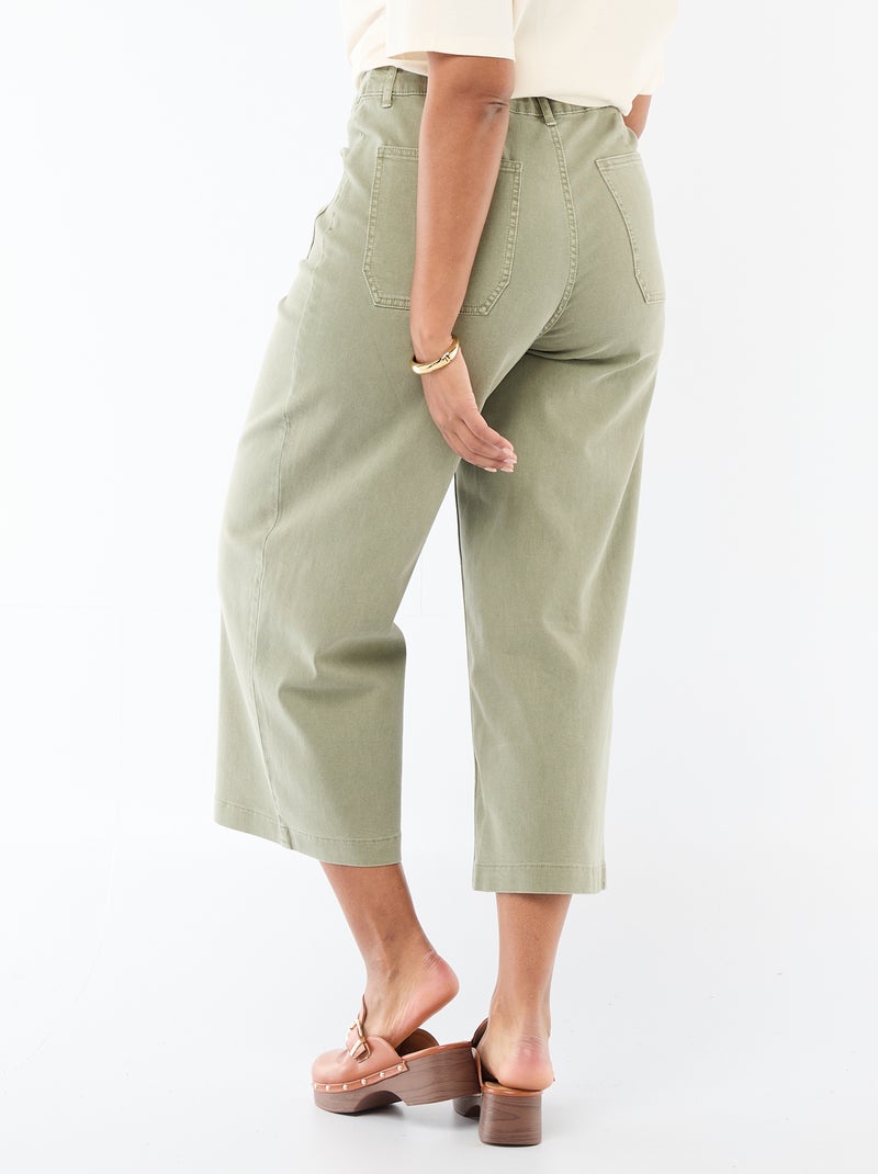 Broek met wijde pijpen / wide leg met standaard taille Kaki - Kiabi