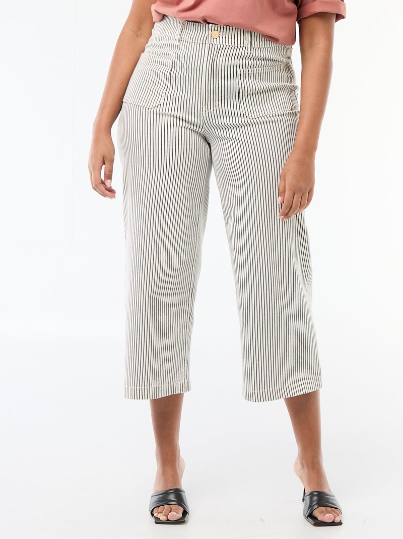 Broek met wijde pijpen / wide leg met standaard taille Wit - Kiabi
