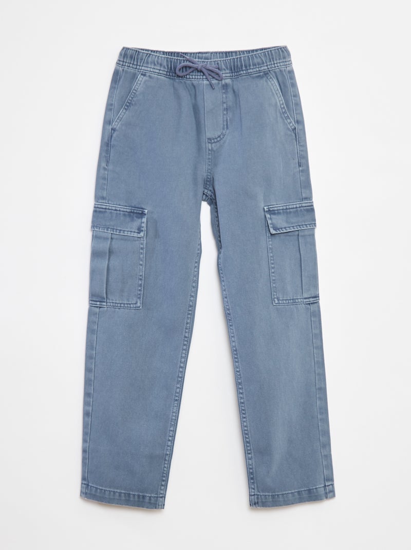 Broek met zakken en elastische tailleband Blauw - Kiabi