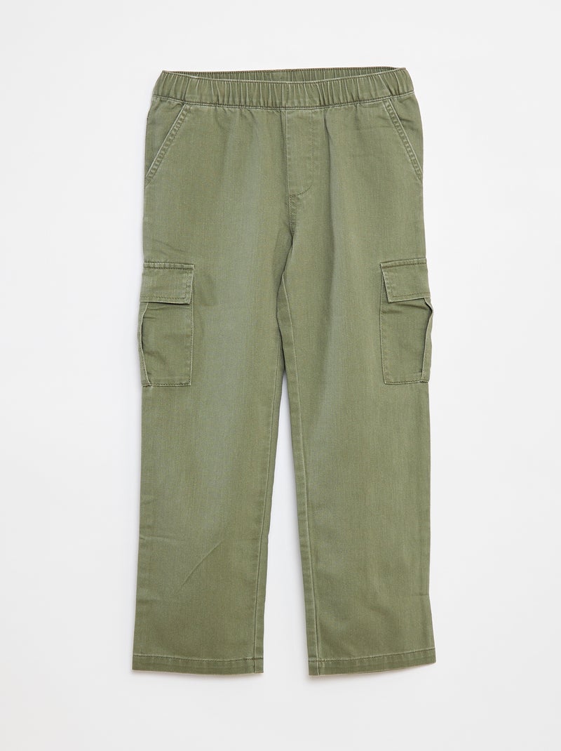 Broek met zakken en verstelbare taille groen - Kiabi