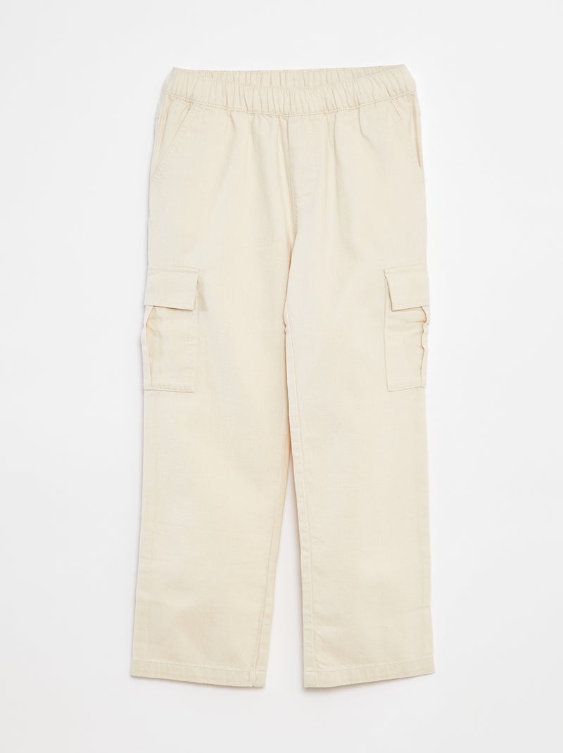 Broek met zakken en verstelbare taille Wit - Kiabi