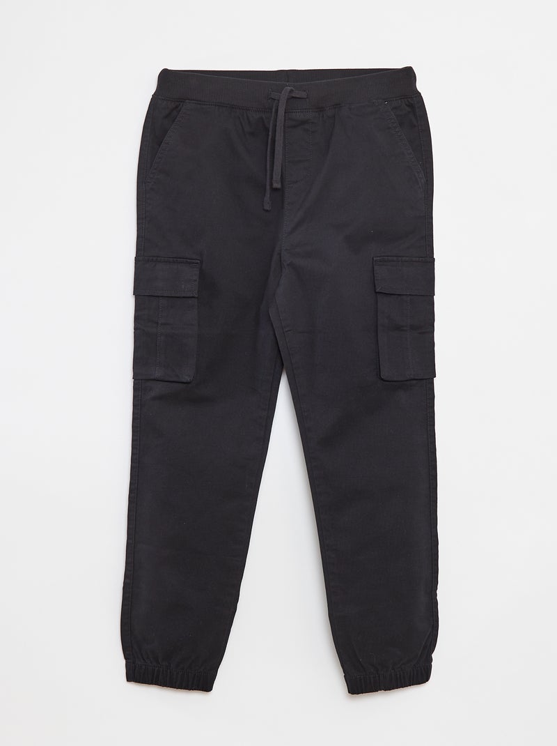 Broek met zakken en verstelbare taille zwart - Kiabi