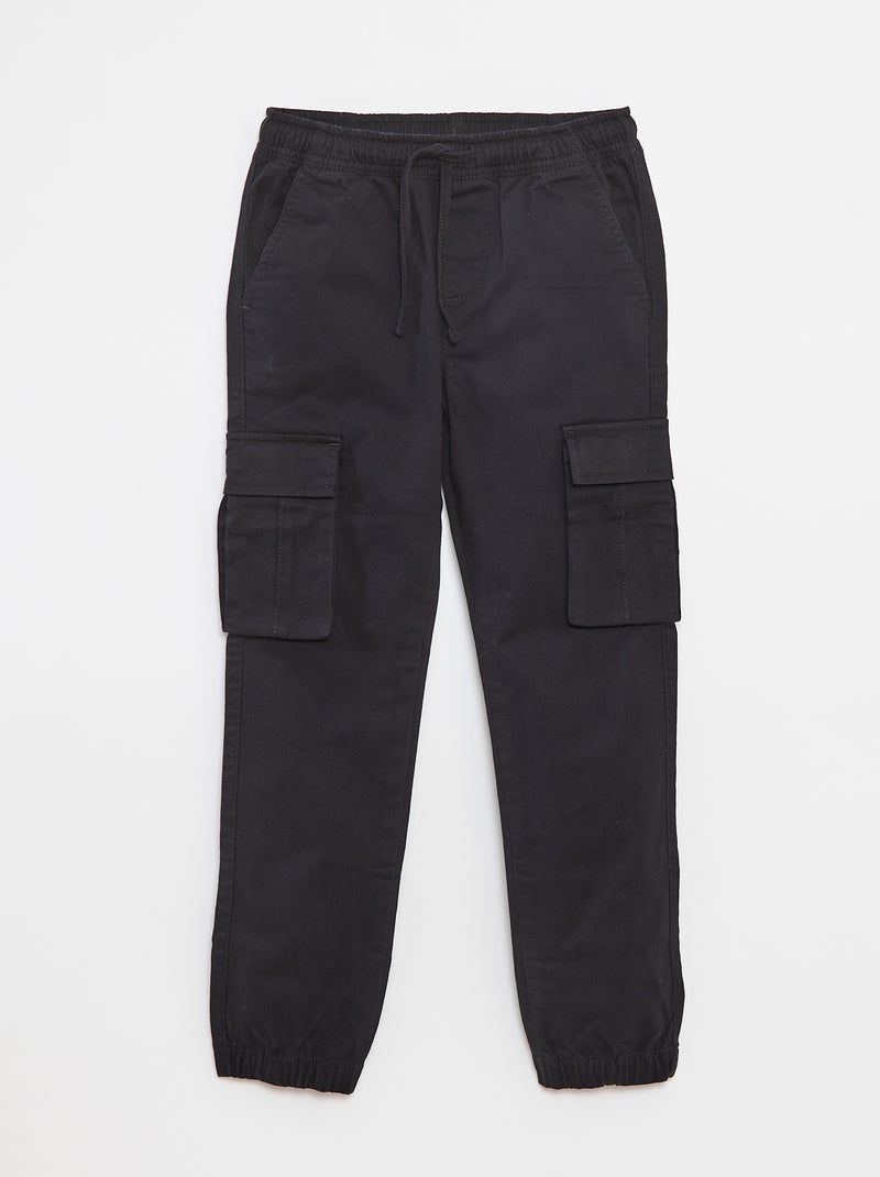 Broek met zakken en verstelbare taille zwart - Kiabi