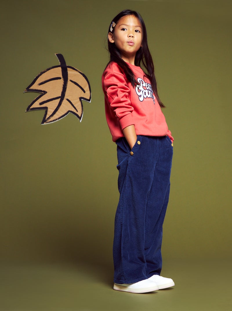 Broek van corduroy donkerblauw - Kiabi