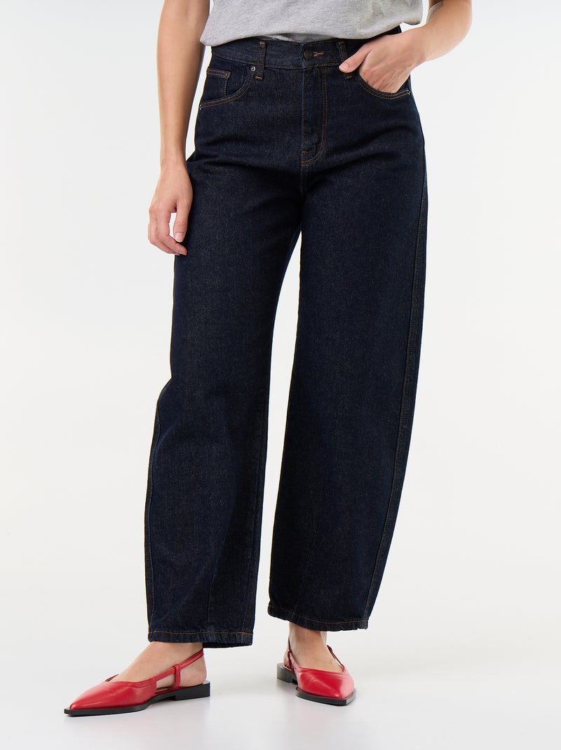 Broek van denim met wijde barrel fit Blauw - Kiabi
