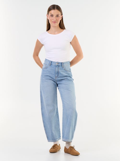 Broek van denim met wijde barrel fit - Kiabi