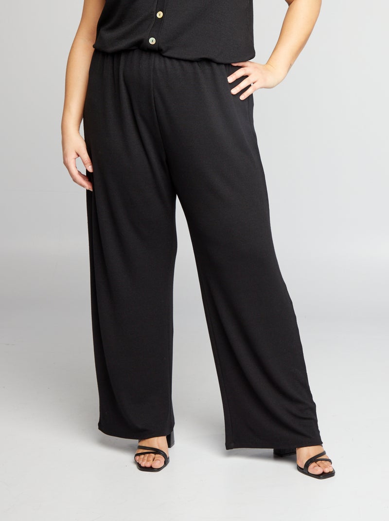 Broek van dun tricot zwart - Kiabi