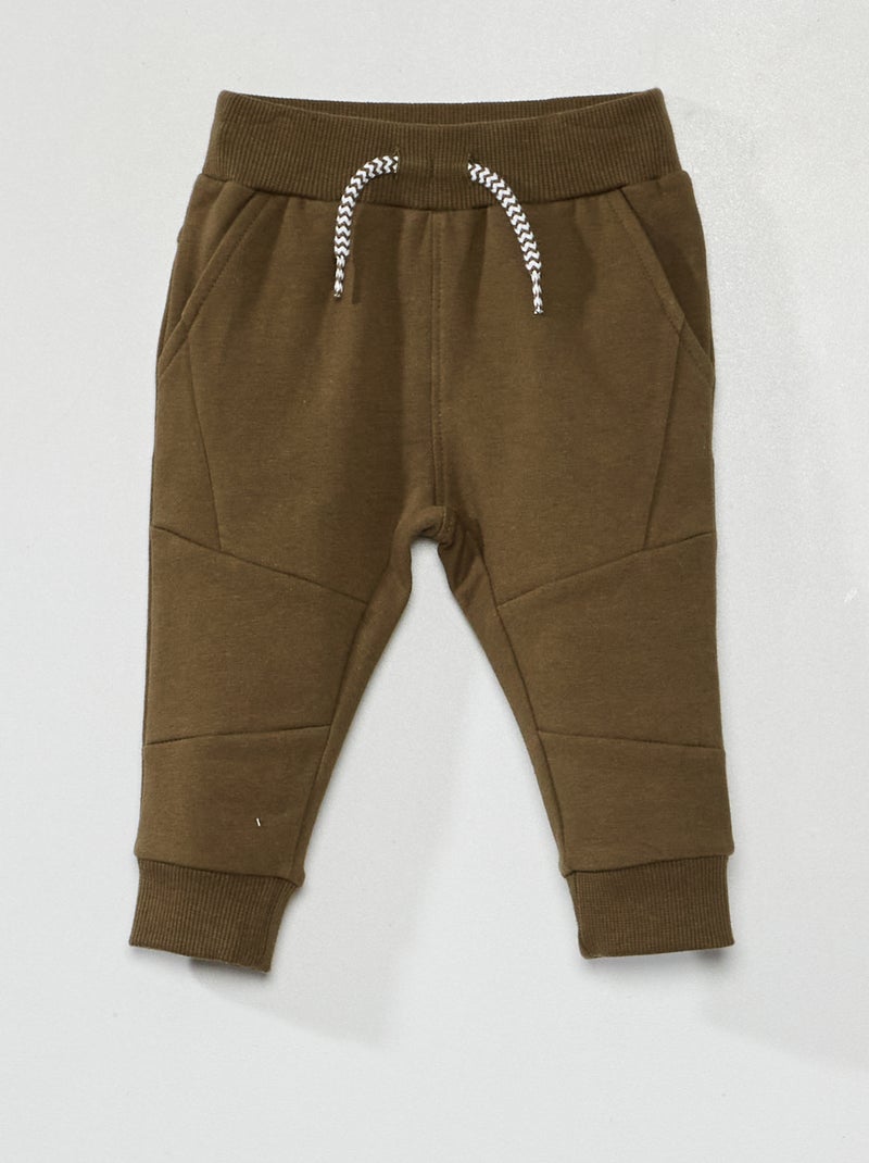 Broek van effen joggingstof khaki - Kiabi