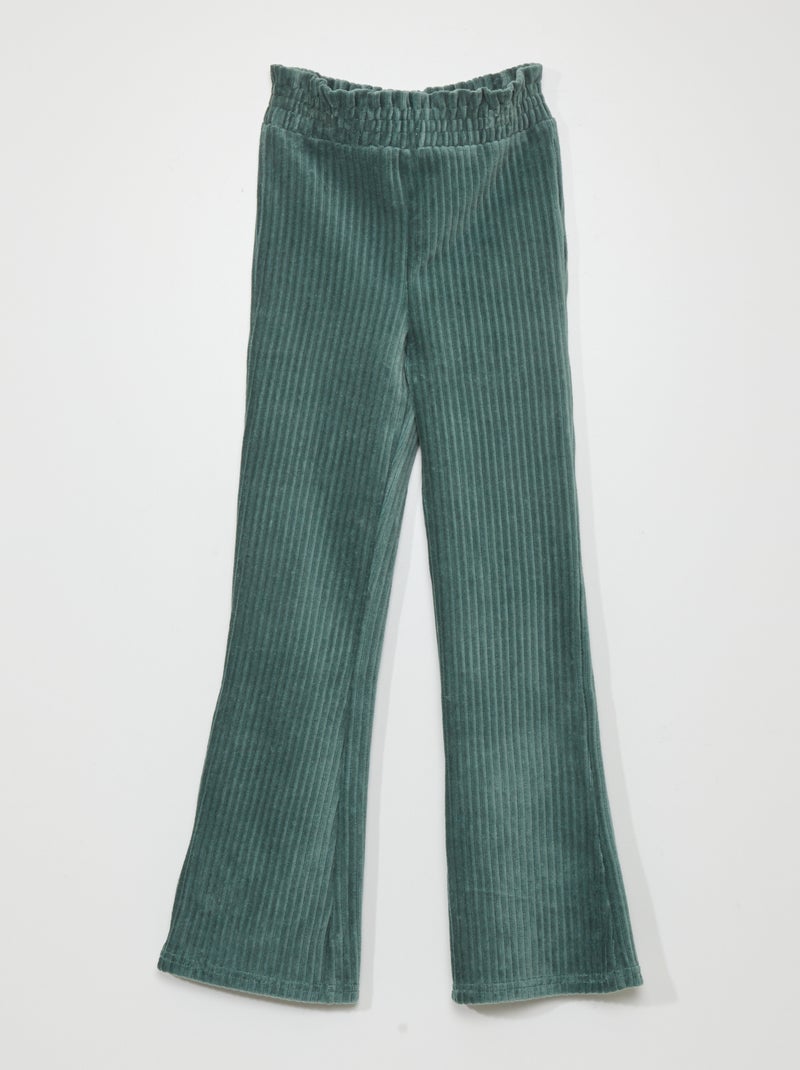 Broek van fluweelachtige ribtricot GROEN - Kiabi