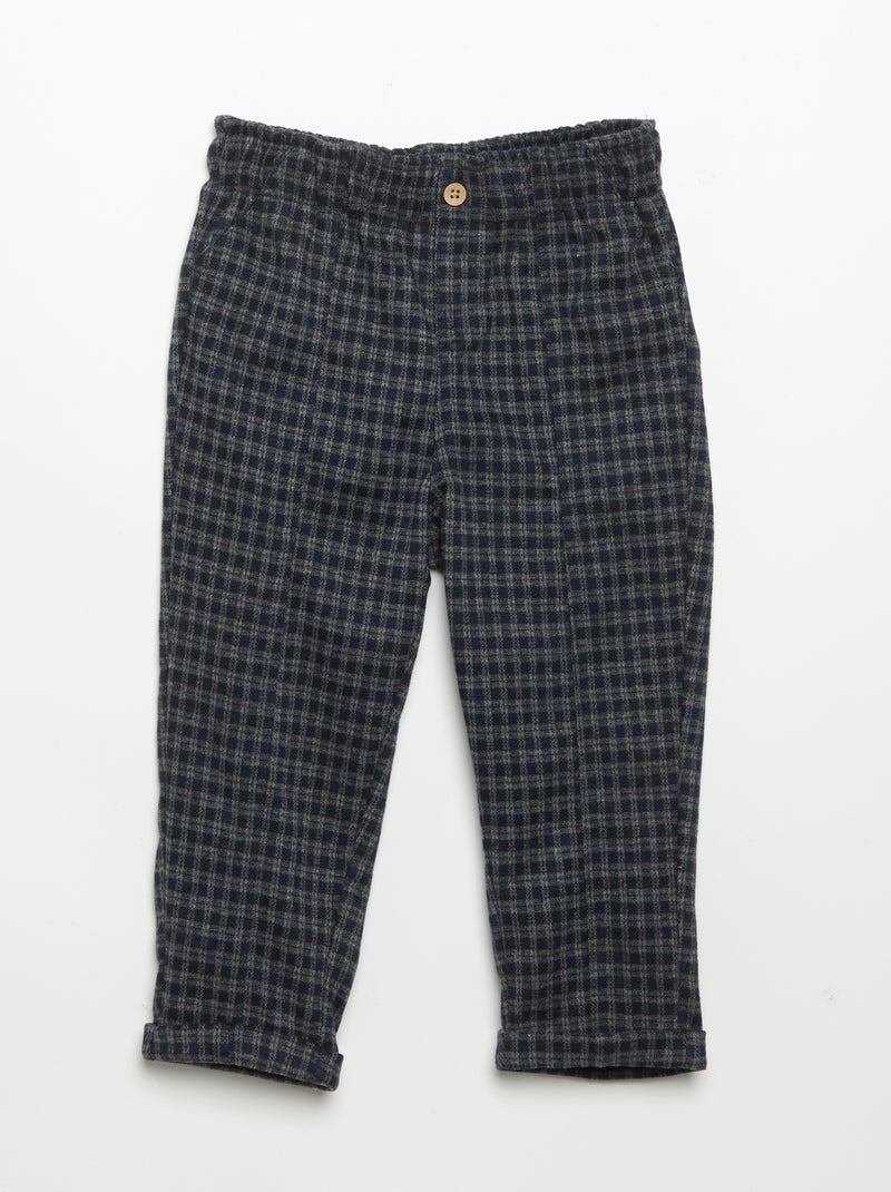 Broek van geruwde flanel Blauw - Kiabi