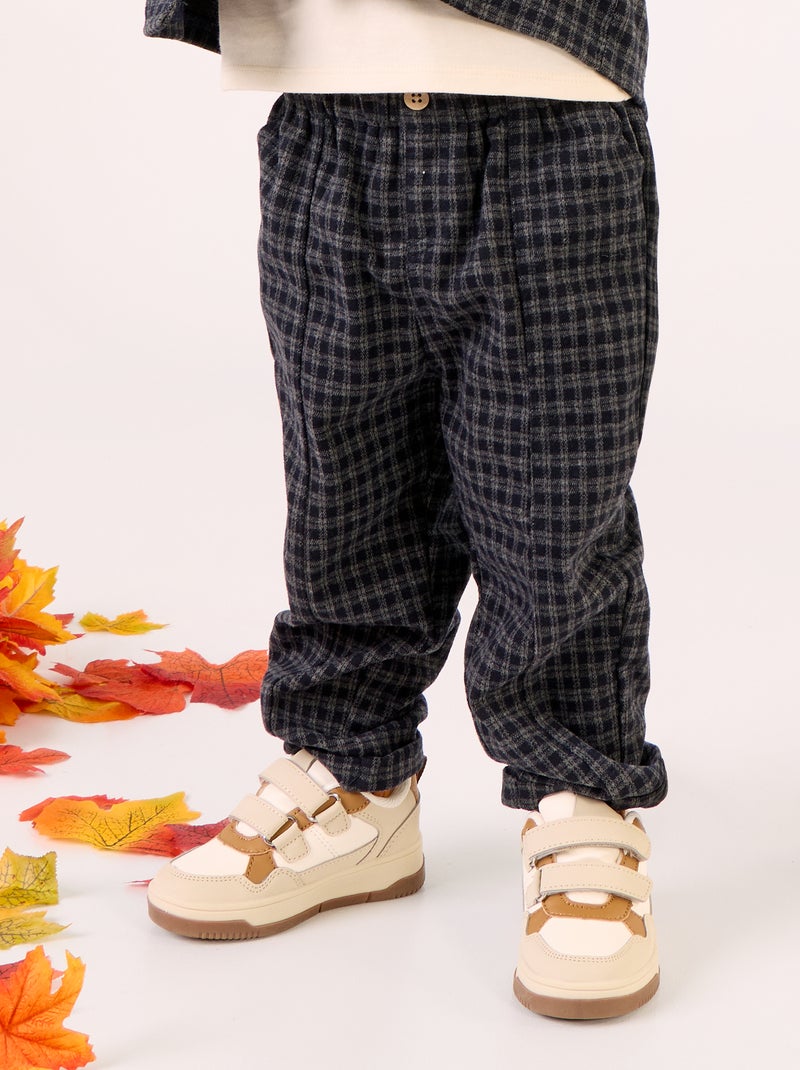 Broek van geruwde flanel Blauw - Kiabi