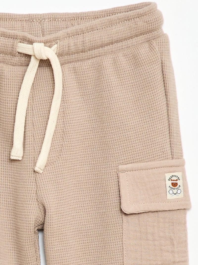 Broek van gewafelde tricot Biege - Kiabi