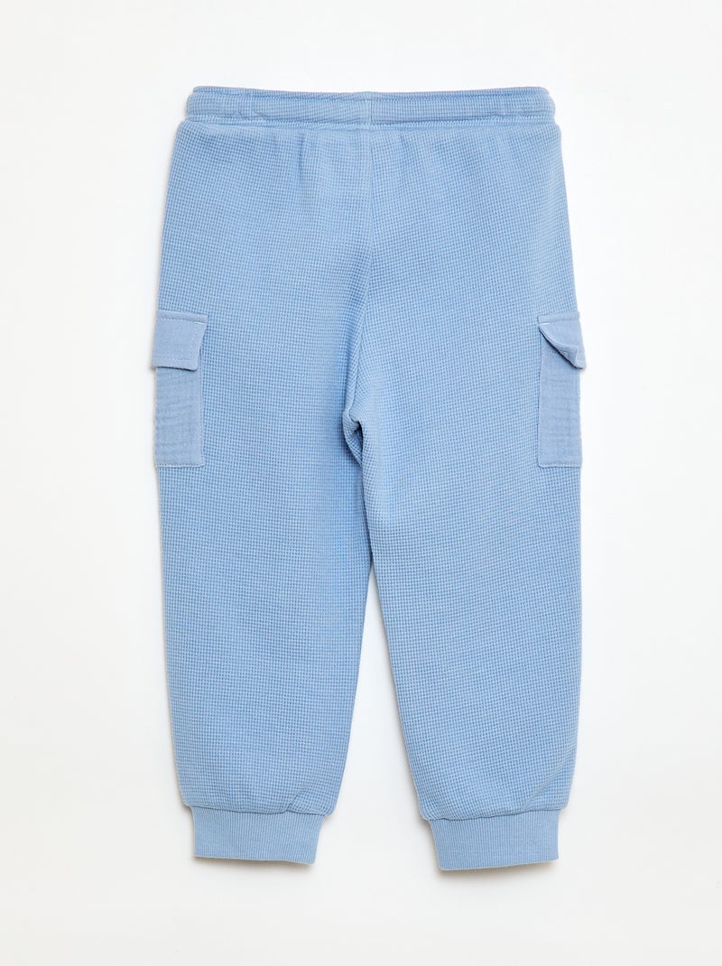 Broek van gewafelde tricot Blauw - Kiabi