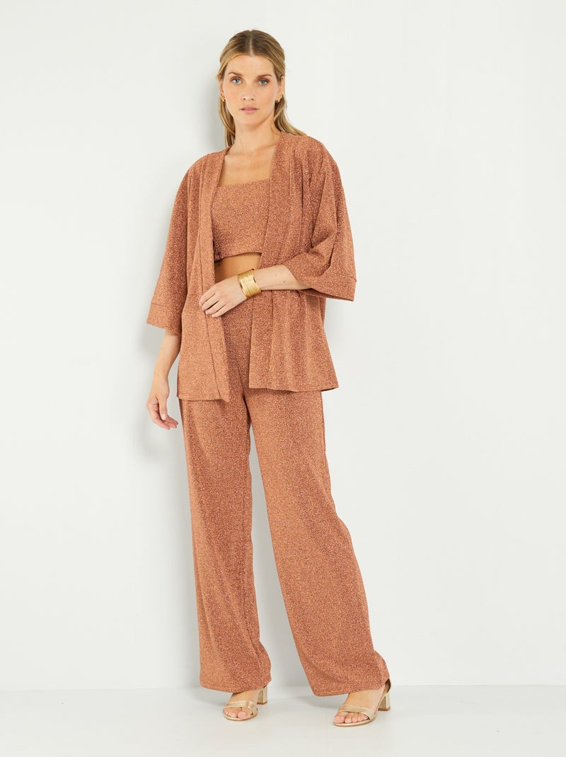 Broek van iriserende stof met hoge taille BIEGE - Kiabi