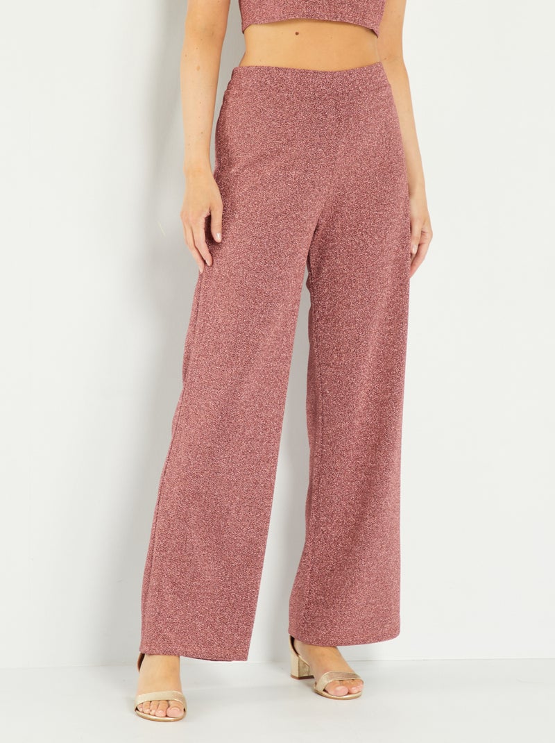 Broek van iriserende stof met hoge taille ROSE - Kiabi