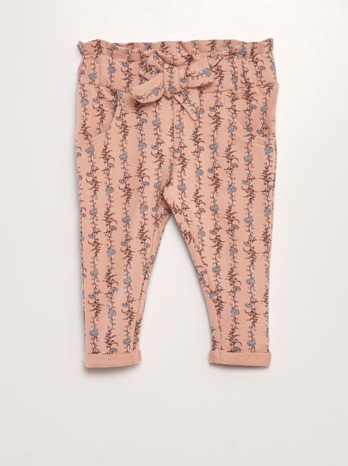 Broek van joggingstof met bloemenprint - Kiabi