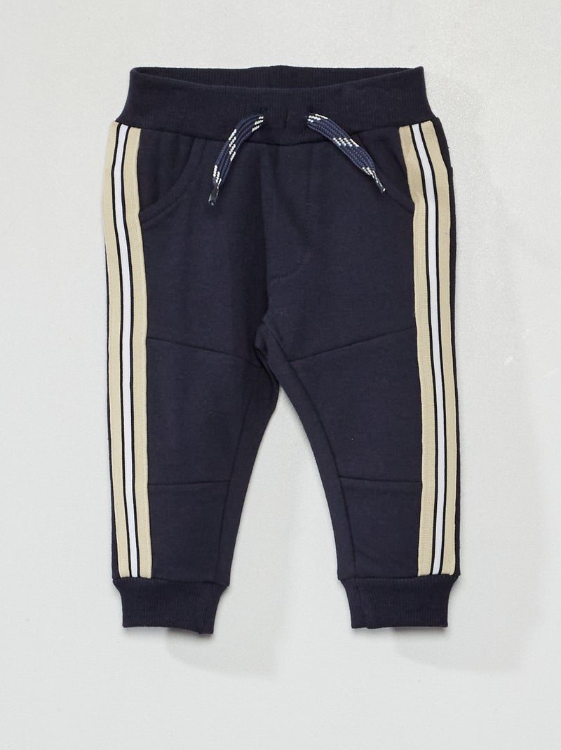 Broek van joggingstof met contrasterende stroken BLAUW - Kiabi