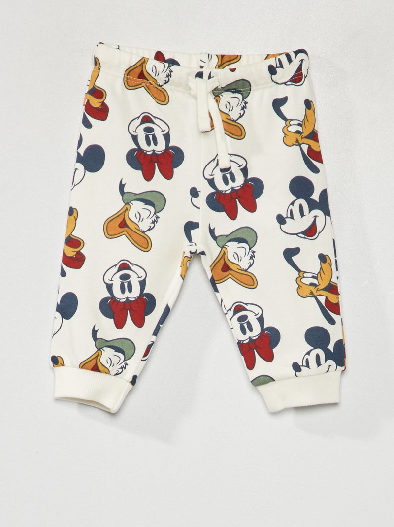 Broek van joggingstof met Mickey-print WIT - Kiabi
