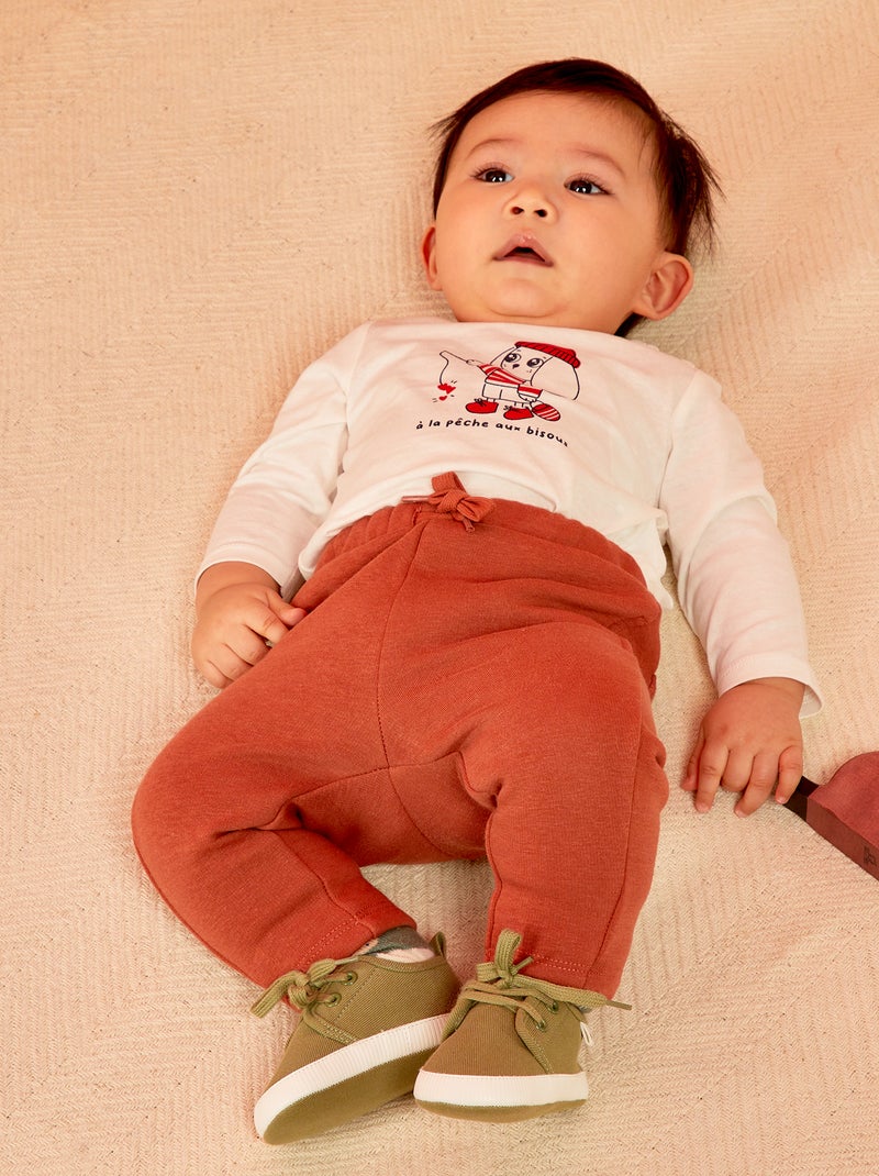 Broek van joggingstof ORANJE - Kiabi