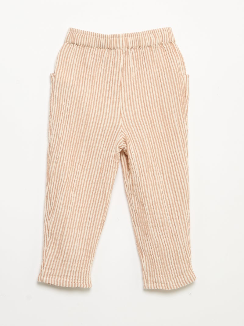 Broek van katoenen gaas Bruin - Kiabi