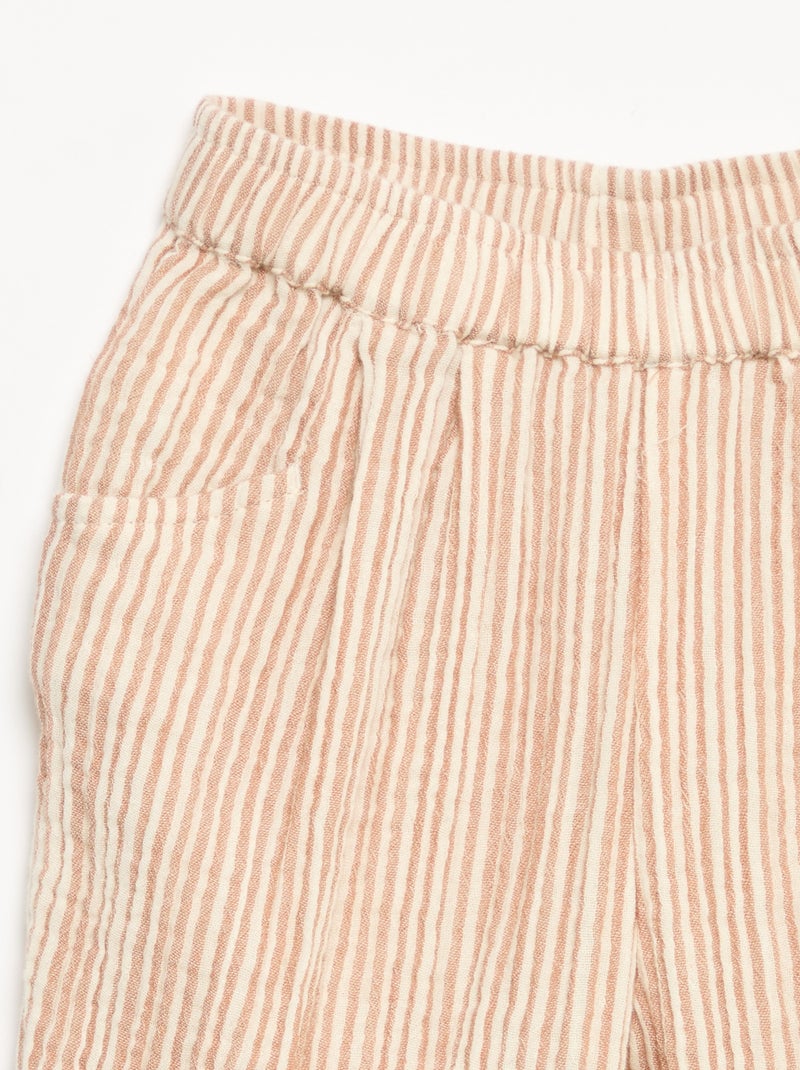 Broek van katoenen gaas Bruin - Kiabi