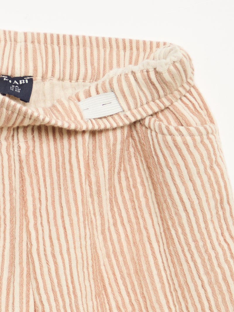 Broek van katoenen gaas Bruin - Kiabi
