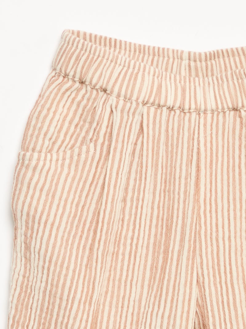 Broek van katoenen gaas Bruin - Kiabi
