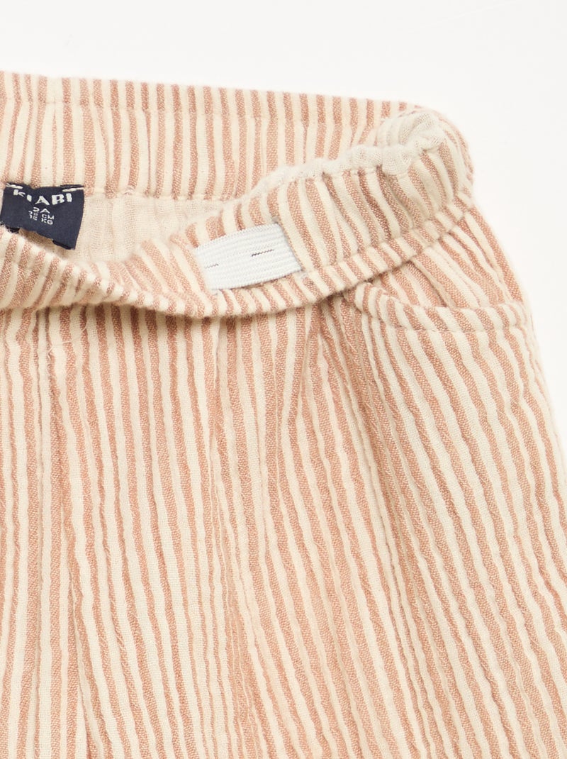 Broek van katoenen gaas Bruin - Kiabi