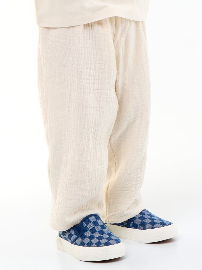 Broek van katoenen gaas Wit - Kiabi