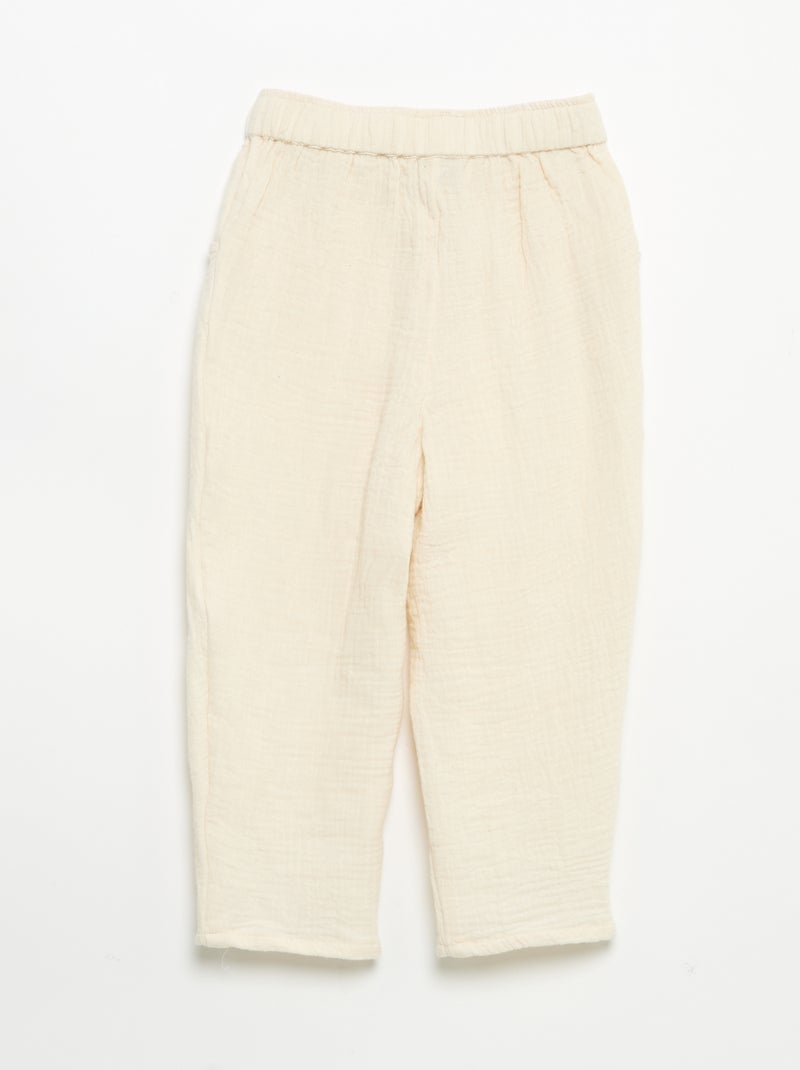 Broek van katoenen gaas Wit - Kiabi
