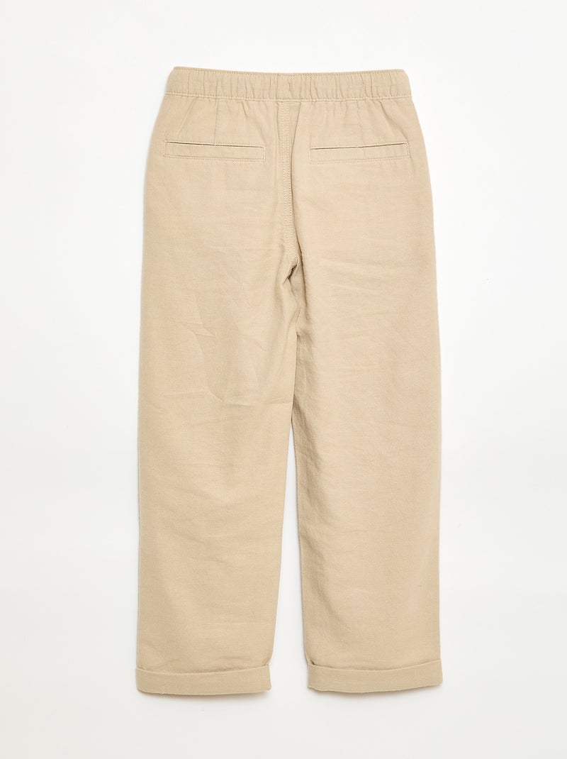 Broek van linnenmix Biege - Kiabi