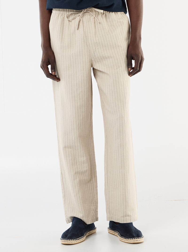 Broek van linnenmix Biege - Kiabi