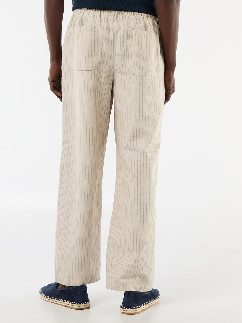 Broek van linnenmix Biege - Kiabi